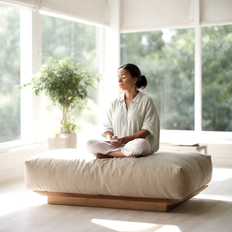 Person meditiert in ruhiger Natur